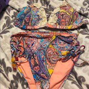 High Waisted Multicolored lacy swim suit!